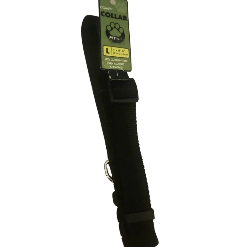NEW! COMFY COLLAR Black Adjustable Dog Pet Collar Accessory Large.